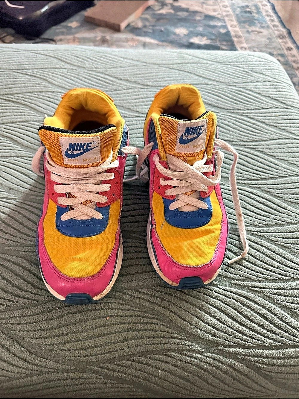 Nike Air Max 90 Kids Sneakers Yellow Pink US 6.5Y